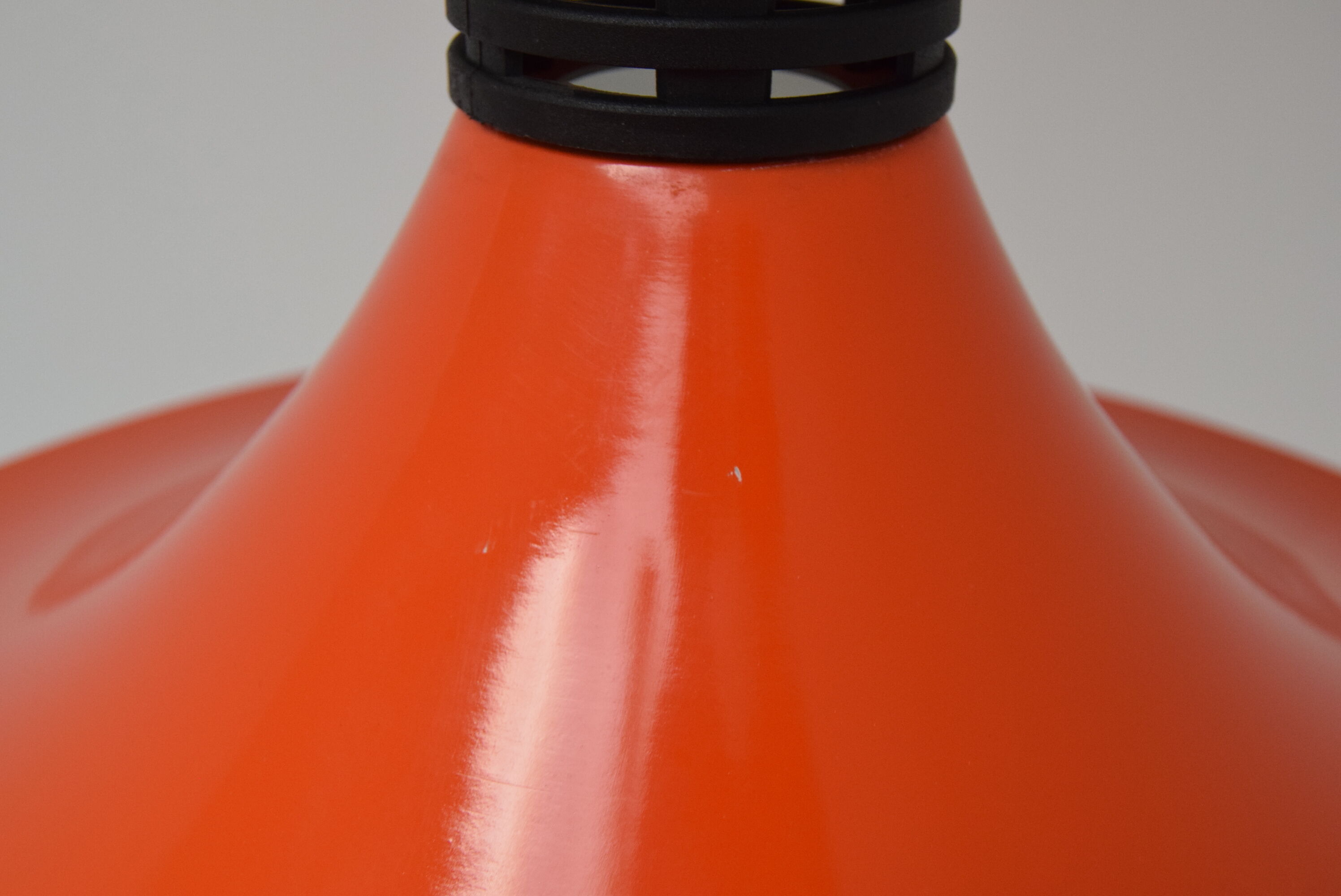 Mid-century Orange Lacquered Metal Pendant,circa 1980's.