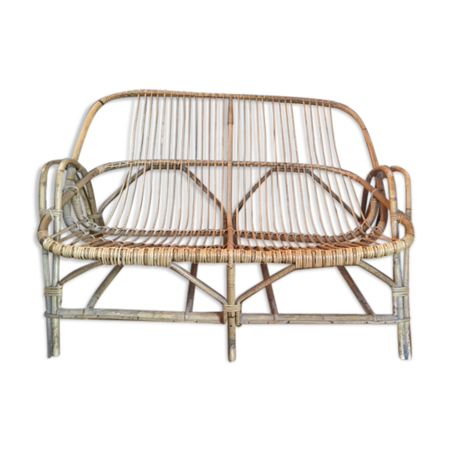 Sofa bench into rattan