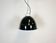 Industrial black enamel lamp with porcelain top, 1950s