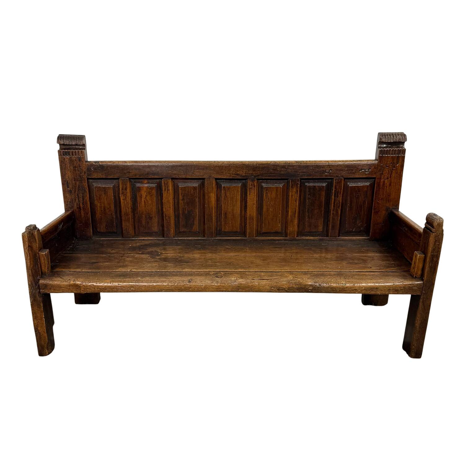 Antique Spanish Oak Bench – Traditional Pegged Construction