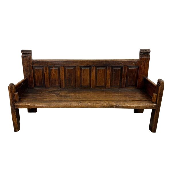 Banc en chêne espagnol ancien – Construction traditionnelle à tenons