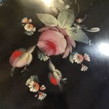 Hand-painted tray in enamelled sheet metal with a bouquet of Napoleon flowers