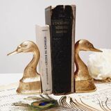 Serre-livres canard en laiton ciselé