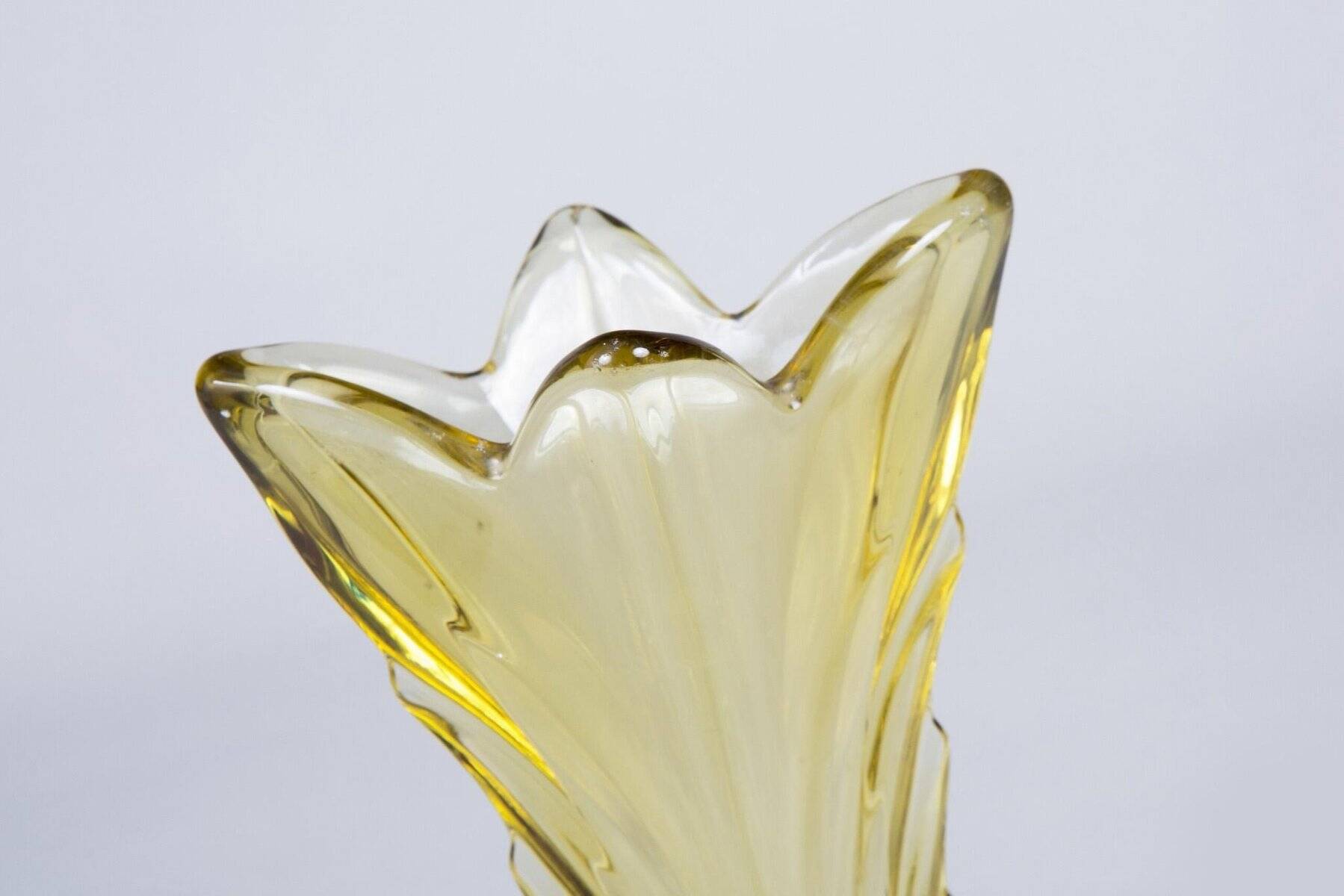 Art Deco Pink, Yellow and Orange Glass Vases, Bohemia, Set of 3