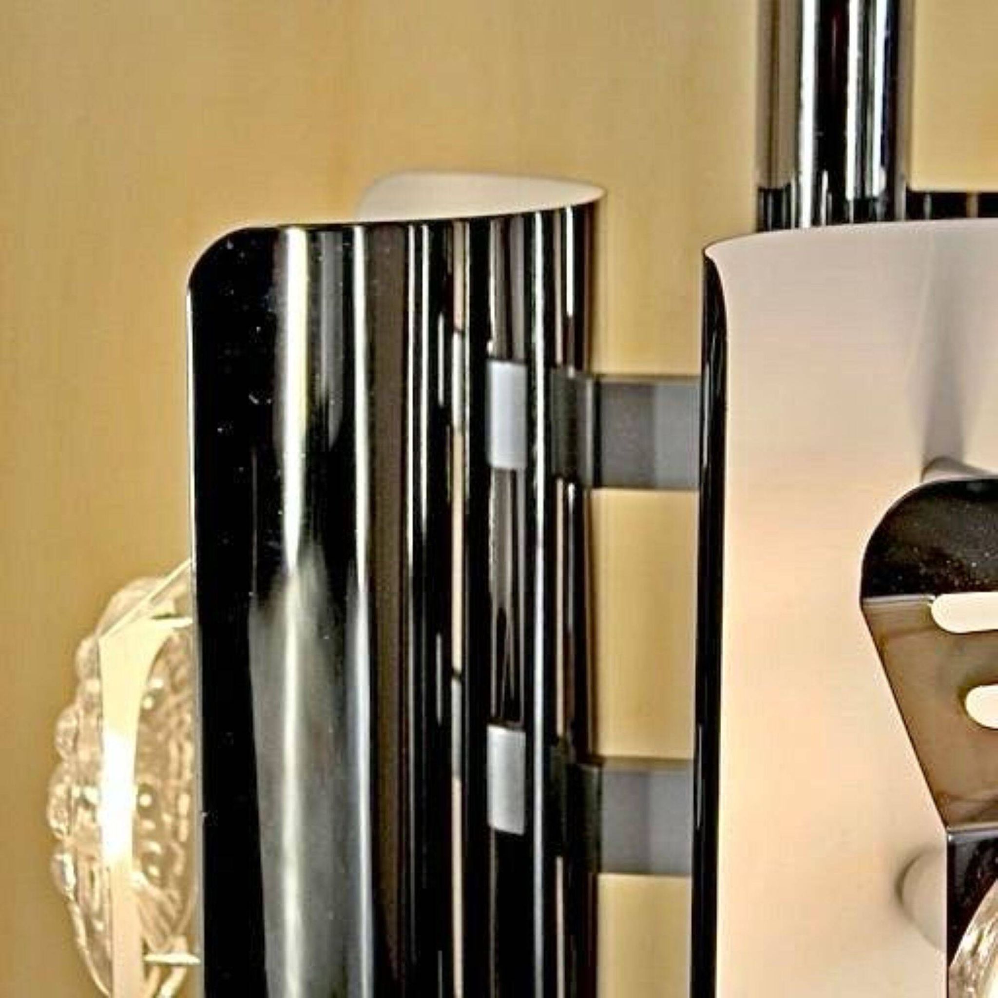 1970s Space Age Chromed Pendant Lamp by AV Mazzega, Murano Glass