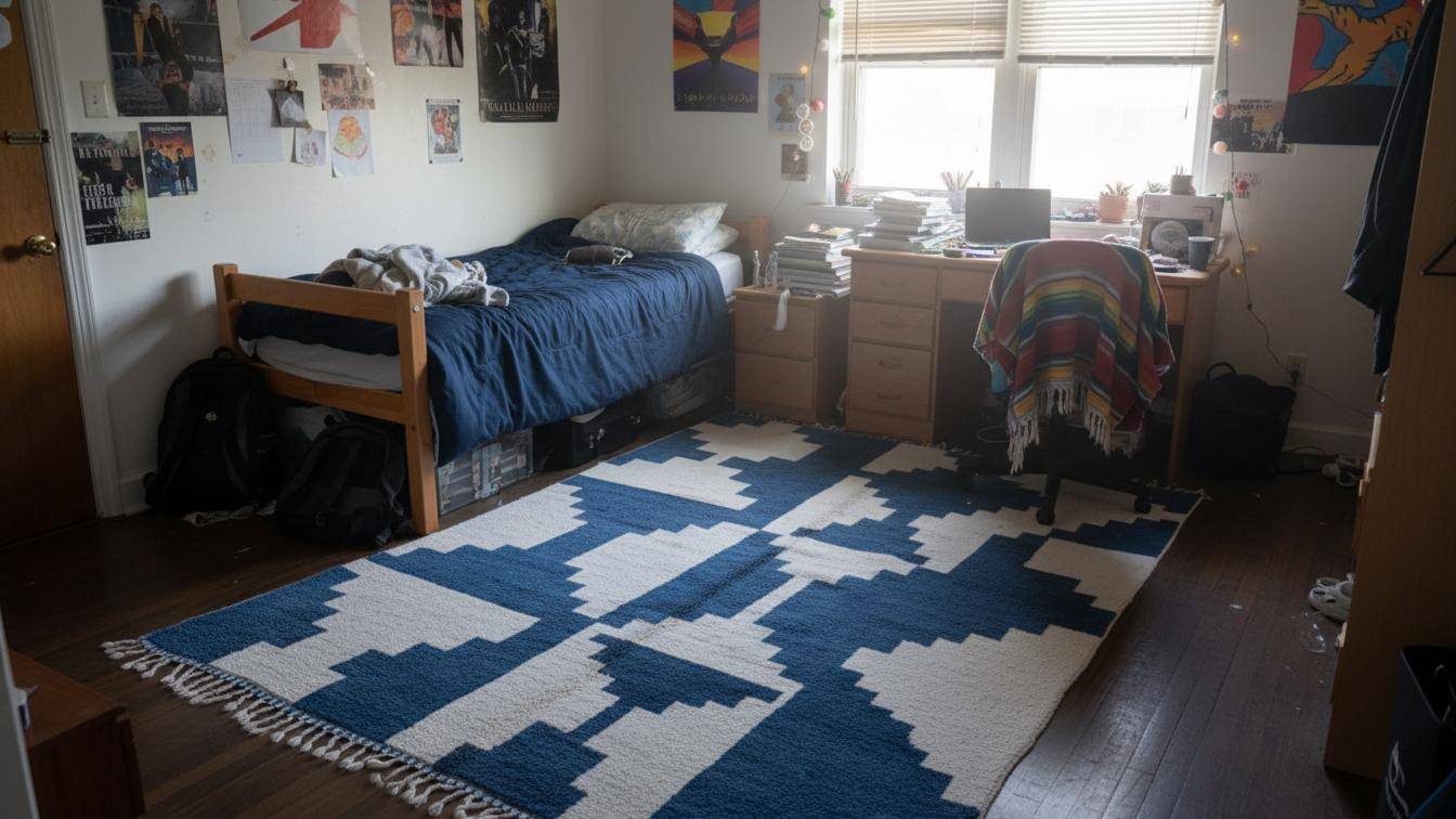 Traditional Moroccan rug, natural wool, 3 x 2 m.