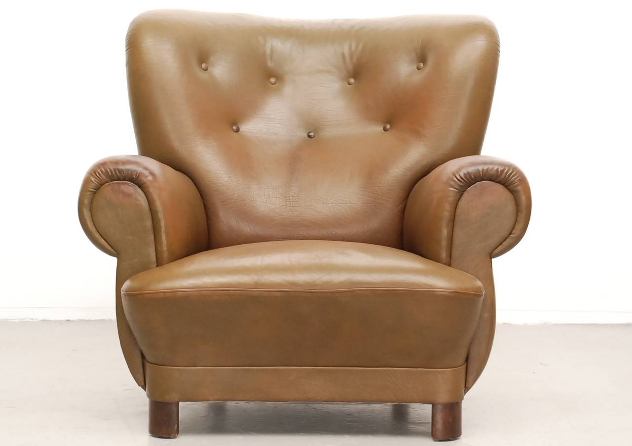 Vintage Denmark leather club Chair