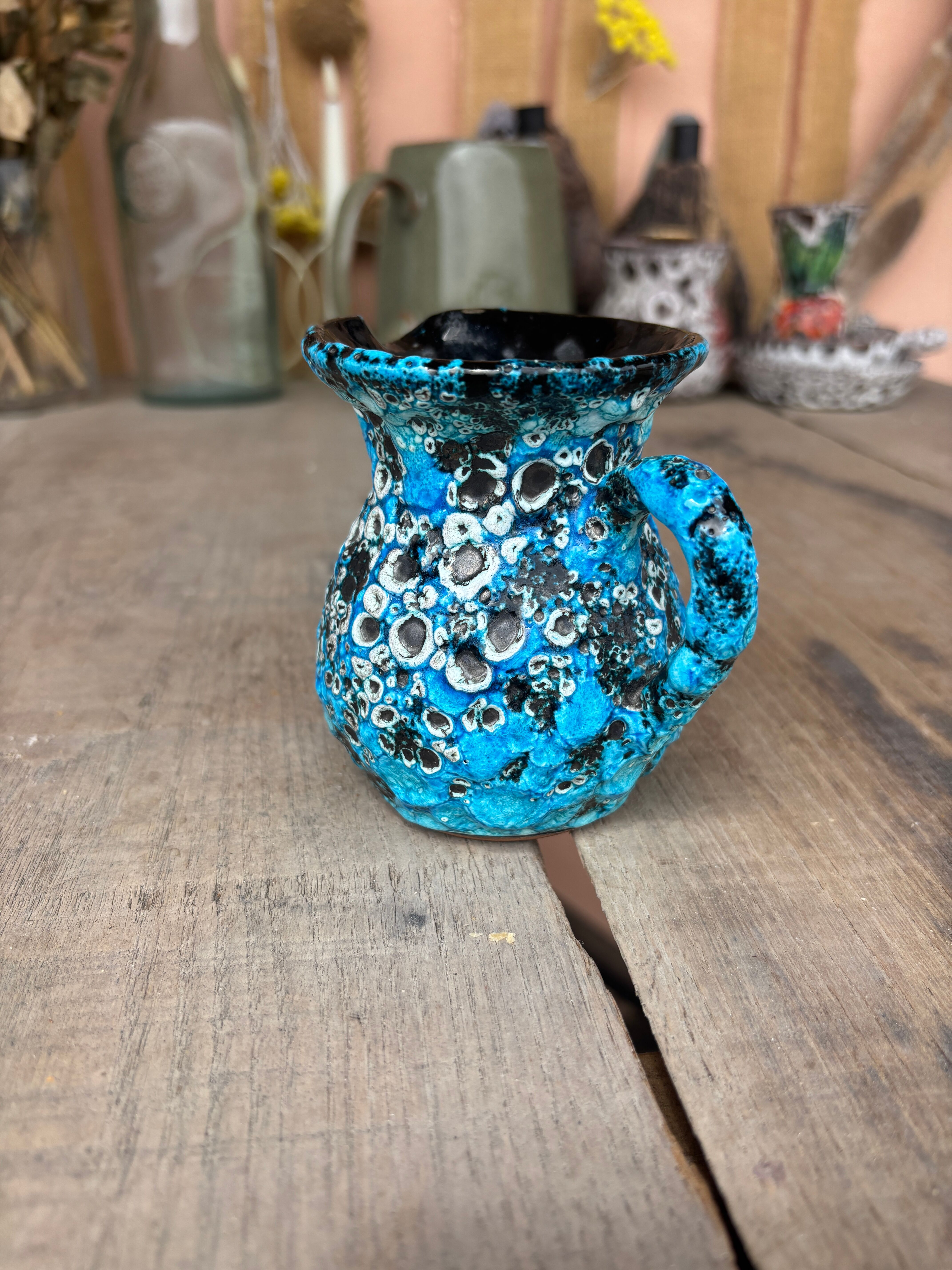 Vase style La Roue Vallauris – vintage turquoise ceramic