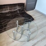 Vintage chrome steel and glass coffee table from Italy from the 70s