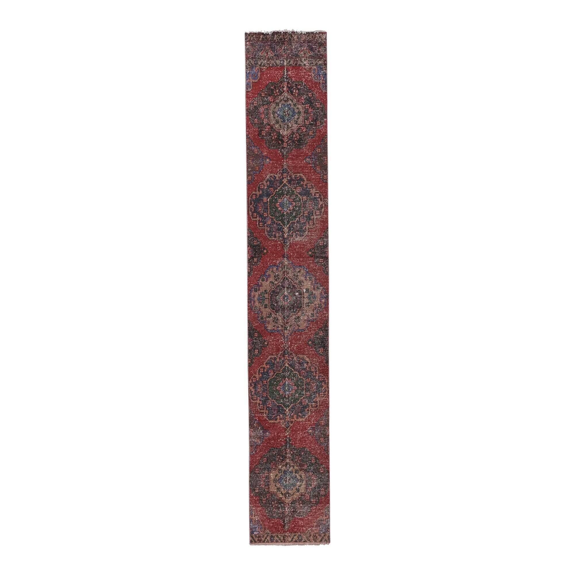 Vintage Turkish hallway rug 63x370 cm