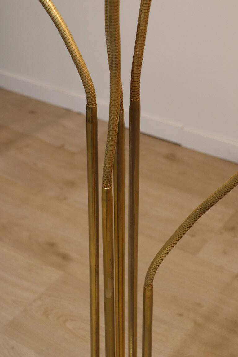 Vintage model F415 floor lamp in gold metal, Saint Germain Lumière edition, 1970