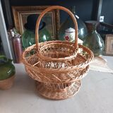 Wicker basket for glasses and bottles. Vintage