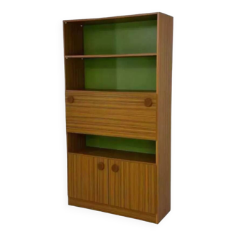 Bookcase with integrated desk/bar design from the 60s and 70s