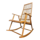 Rare Midcentury Wood and Rattan Rocking Chair, Denmark, 1960s