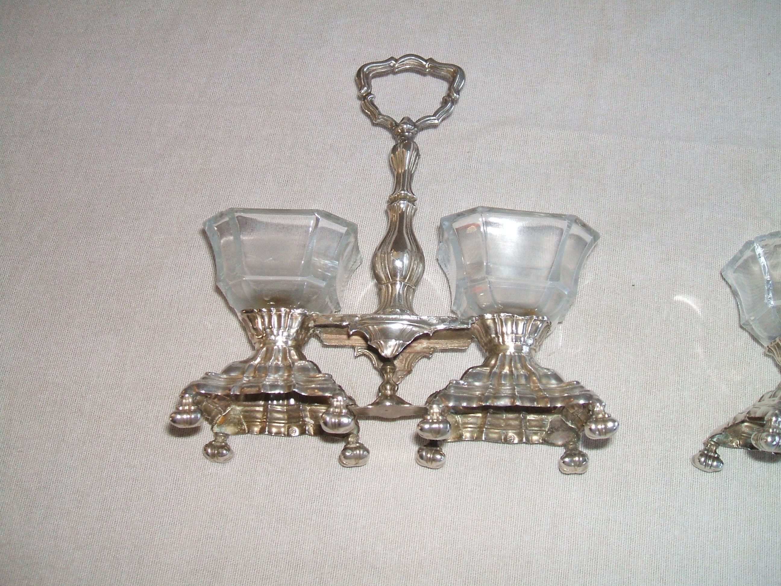 Pair of minerva massive silver salt shakers