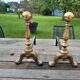 Pair of old brass chenets