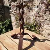 Brutalist wrought iron candle holder