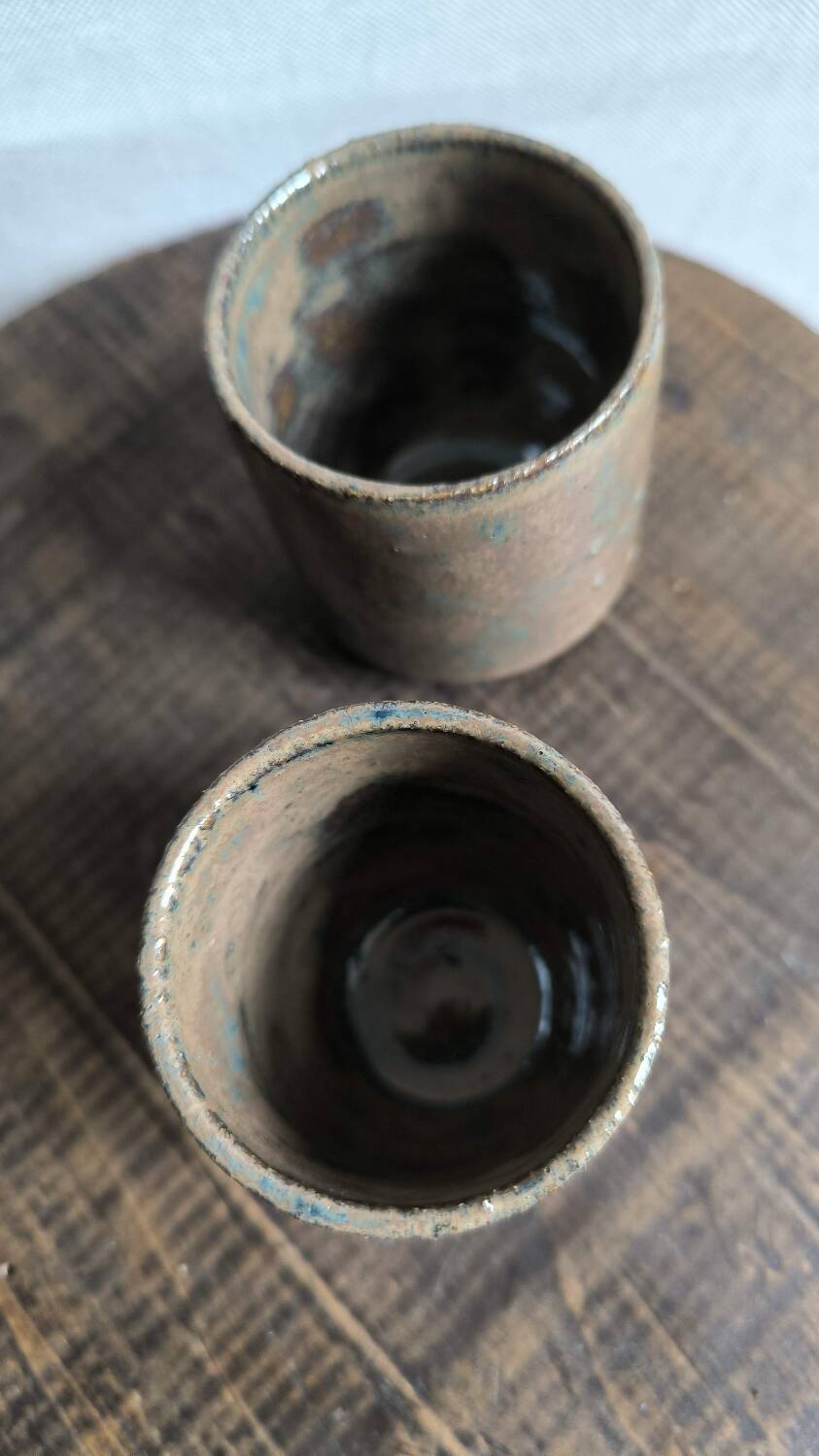Set of 2 ceramic coffee cups, handcrafted stoneware, glazed
