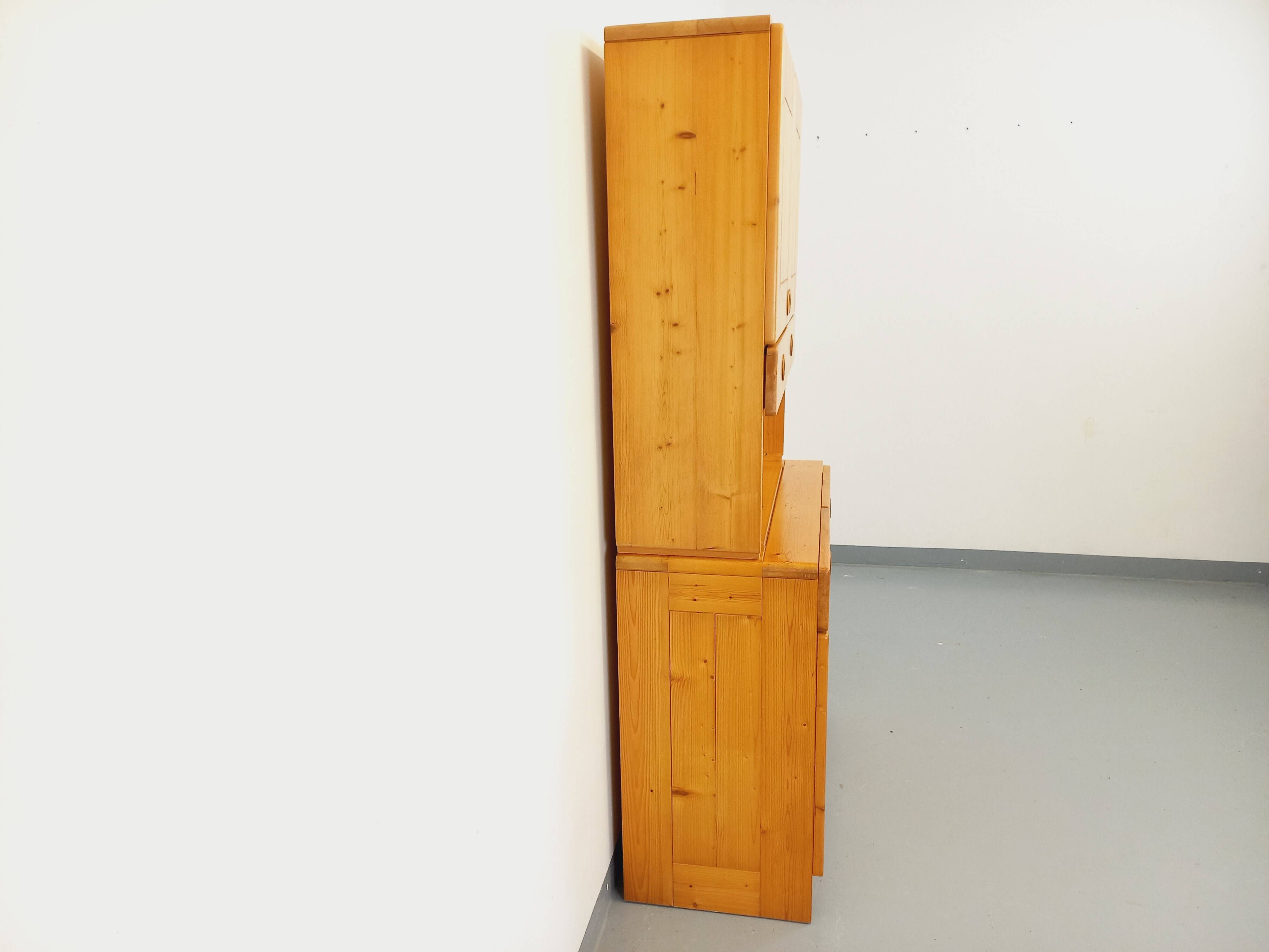 Charlotte Perriand Les Arcs vintage pine storage unit from the 60s 70s