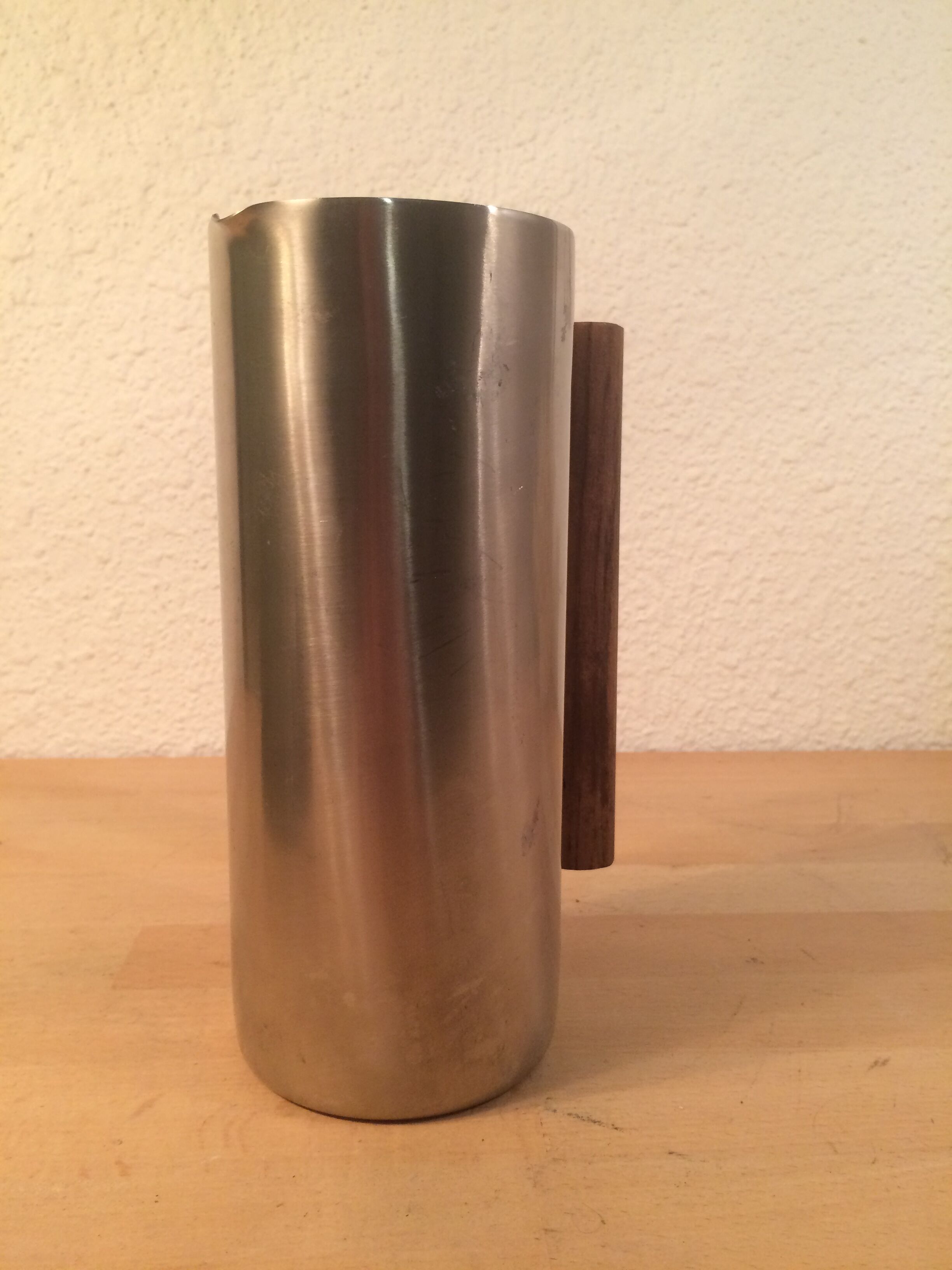 Scandinavian pitcher by Guy Degrenne stainless steel and wood