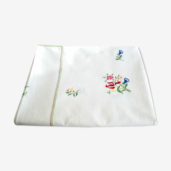 Hand embroidered cotton tablecloth