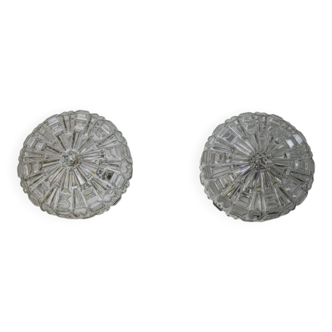 Pair of Space Age ceiling lights in sculpted glass – 1960s design