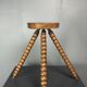Midcentury bobbin wood turned farm house stool, France ca 1960s