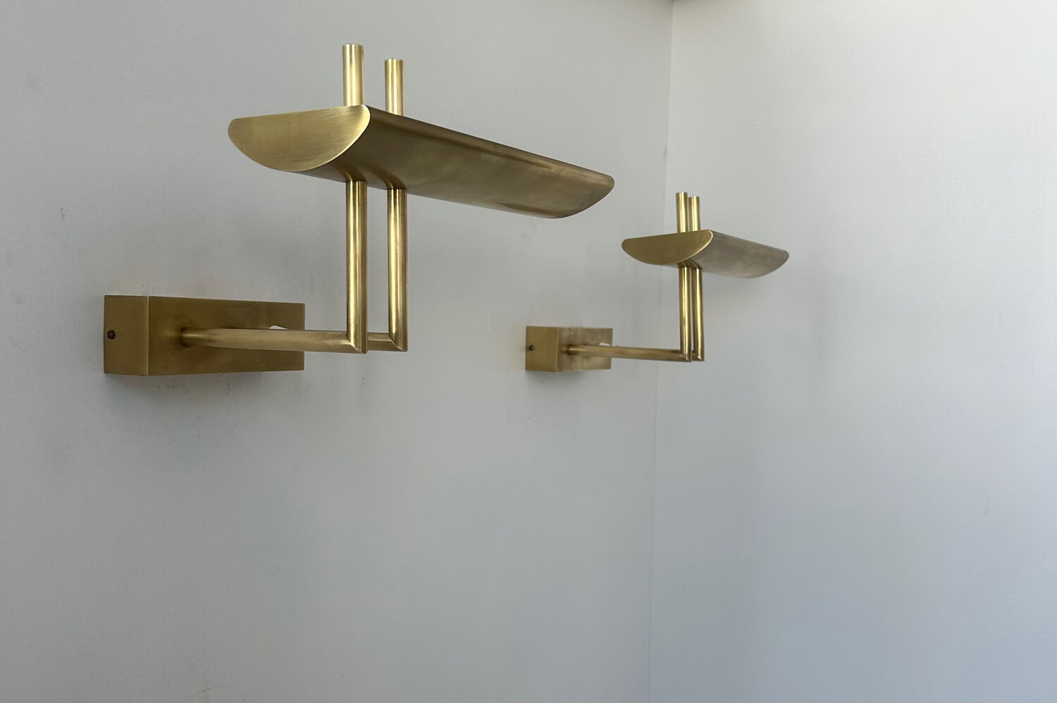 Pair of vintage wall lights, brass, France 1970