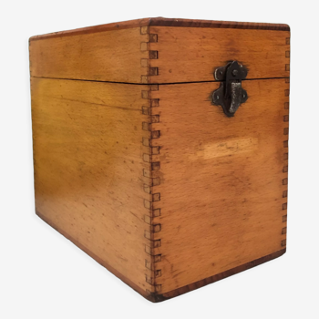 Light wood plug box for deco storage vintage administrative office sorter.