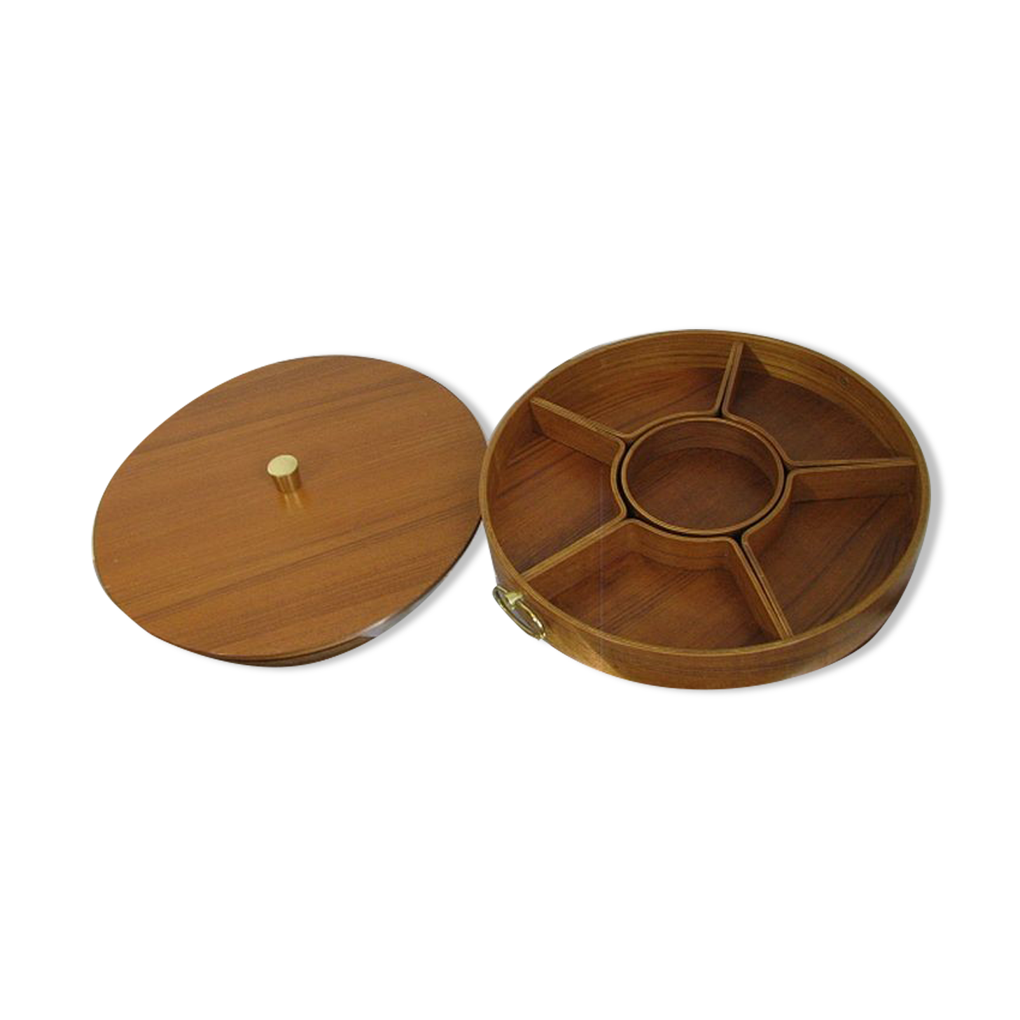 Mid century sewing box with / asystent / Service platform  teak 1960/70s