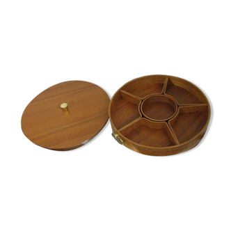 Boîte à coudre du milieu du siècle avec / asystent / Plate-forme de service en teck 1960/70s
