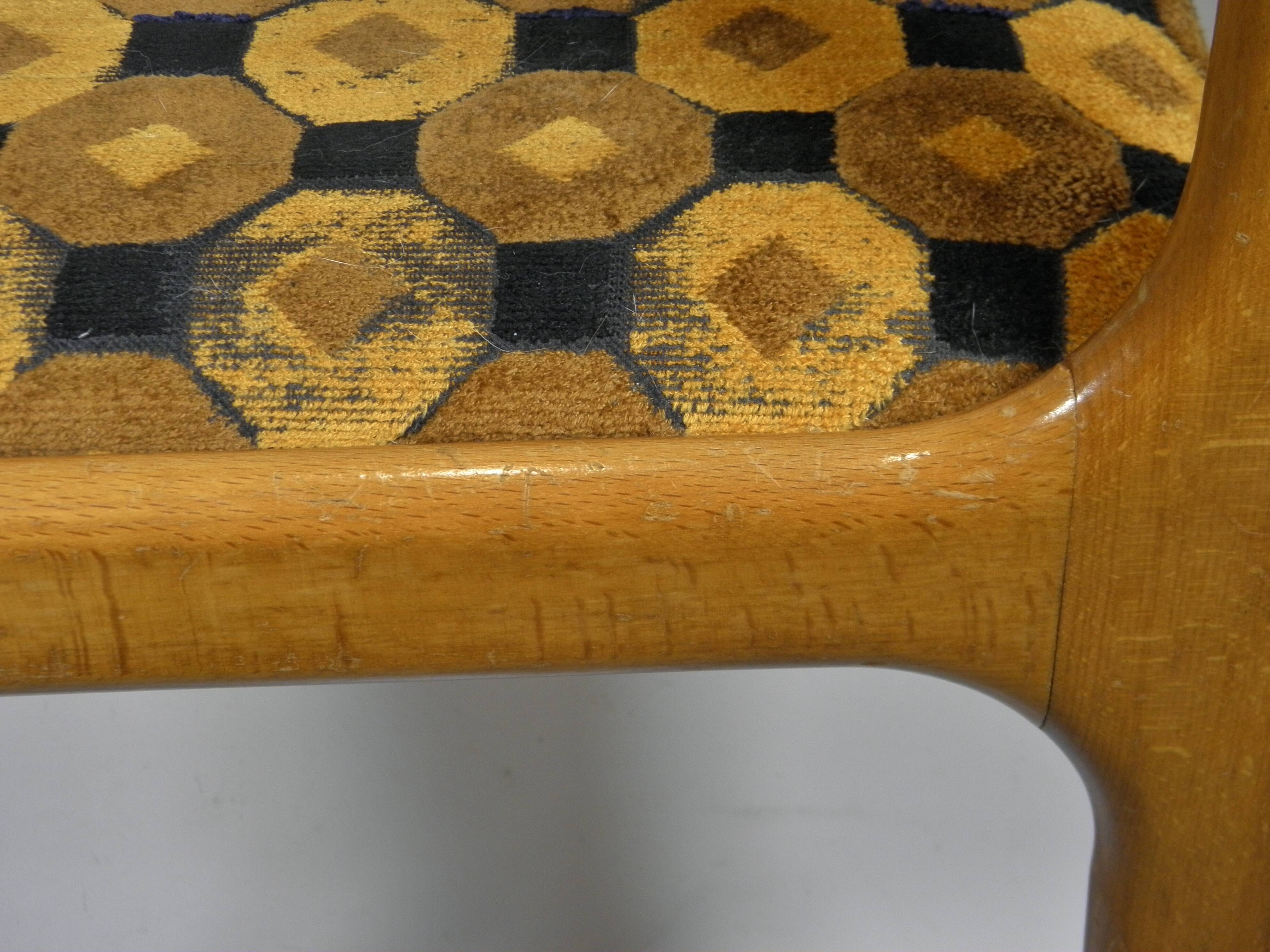 CHAISE BOIS et TISSU années 70