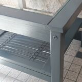 Glass and teak table