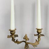 Gilded bronze candlesticks with moving branches decorated with acanthus leaves