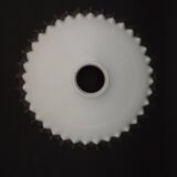 French Frilled Glass Pendant Shade White Opaline Glass Clear Scalloped Edge