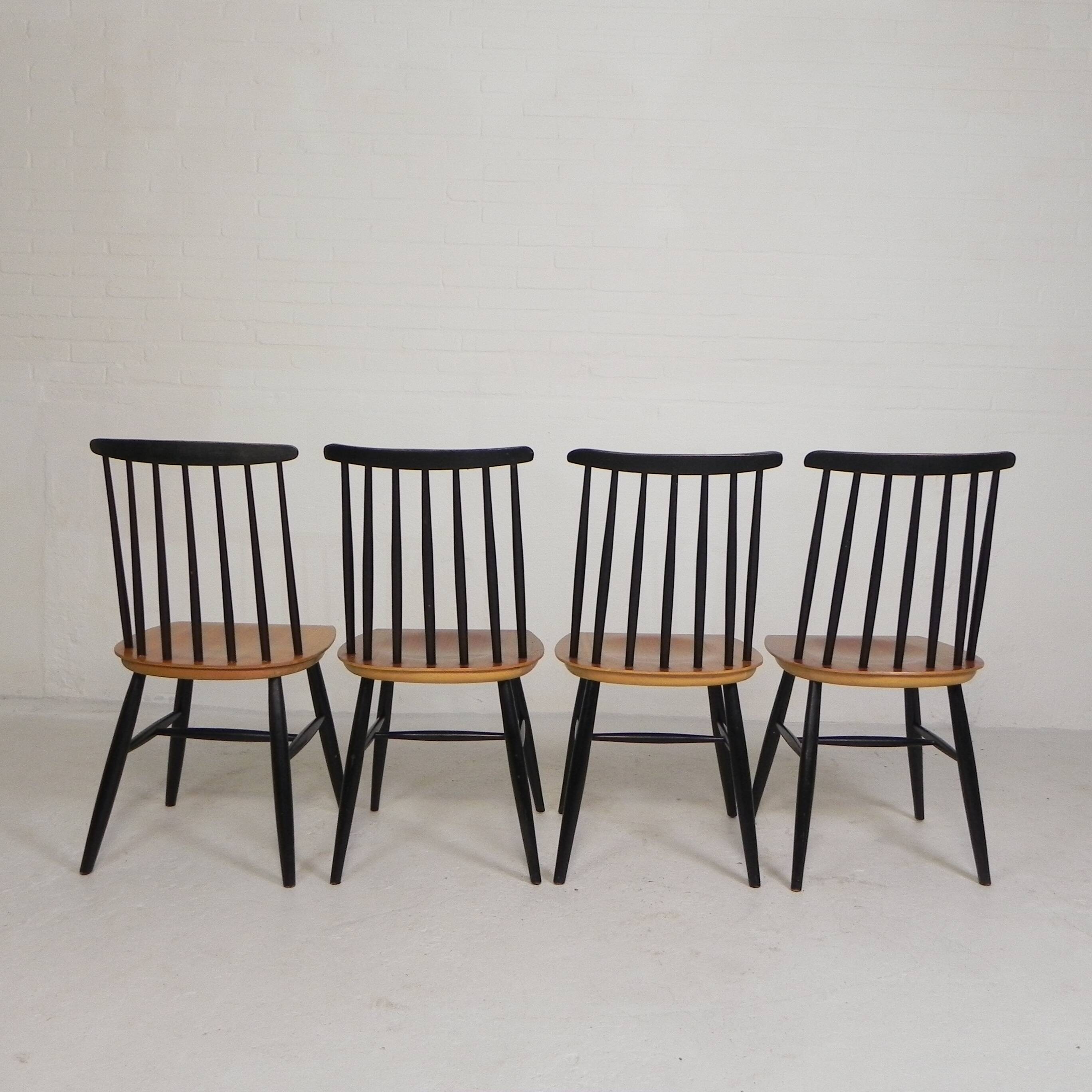 Set of 4 Fanett model slatted chairs, Tapiovaara, 1960s