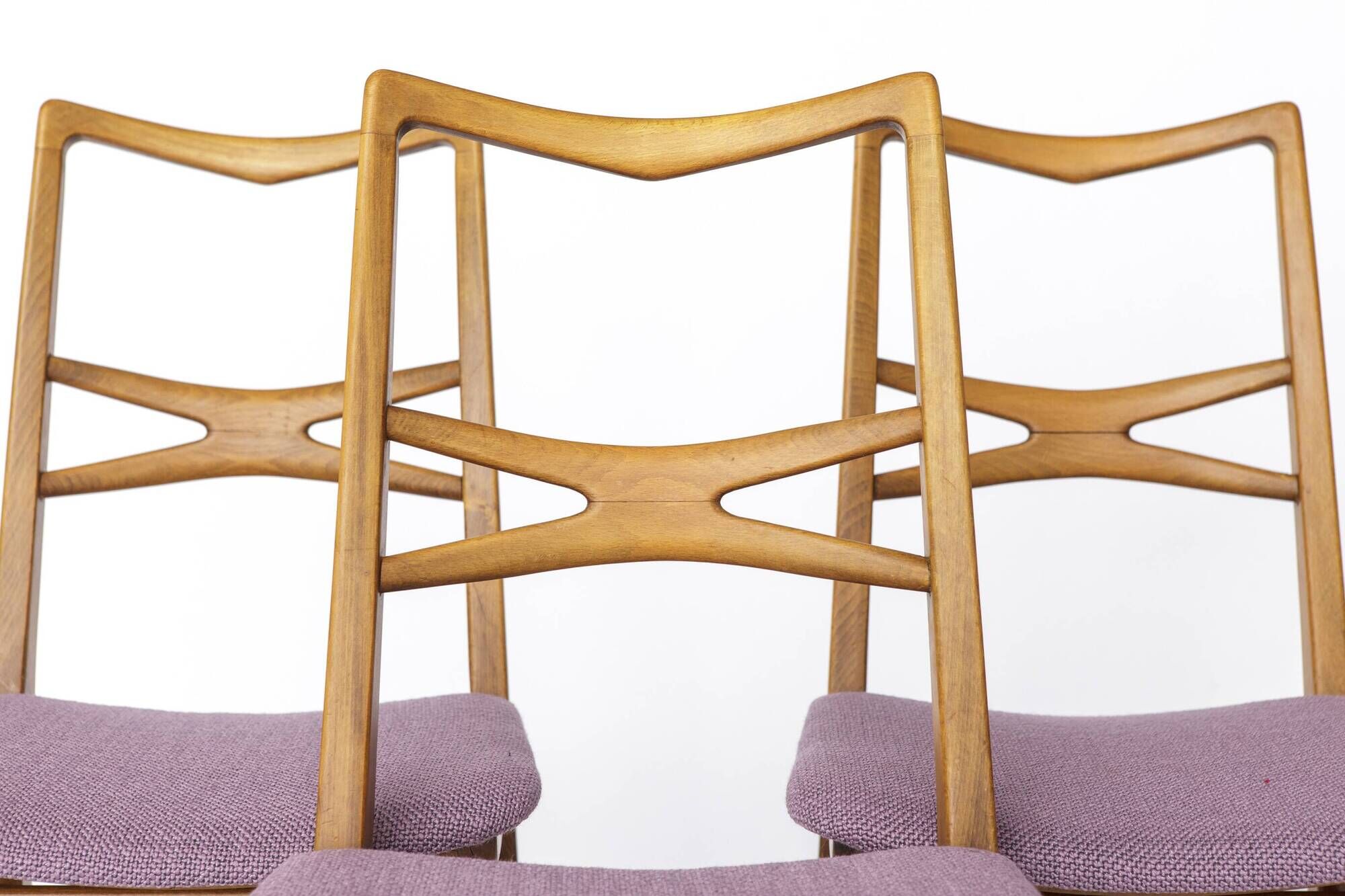 Lot de 4 chaises de salle à manger vintage, années 1960-1970, style allemand du milieu du siècle moderne, en hêtre