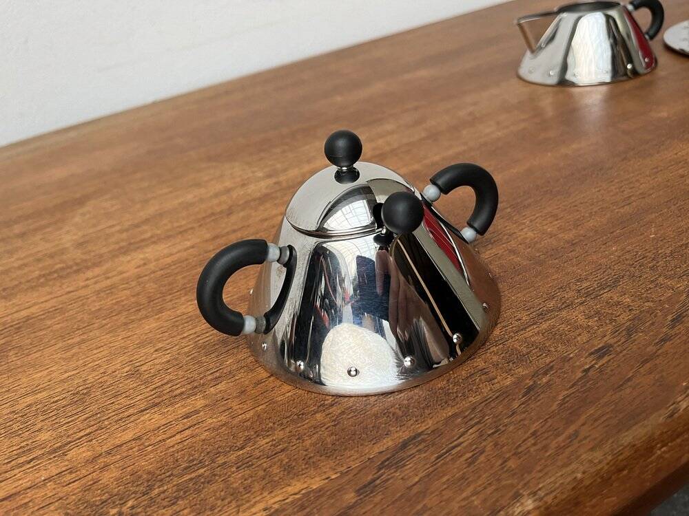 Postmodern Italian plateau for sugar and milk by Michael Graves for Alessi, 1980s, set of 3.