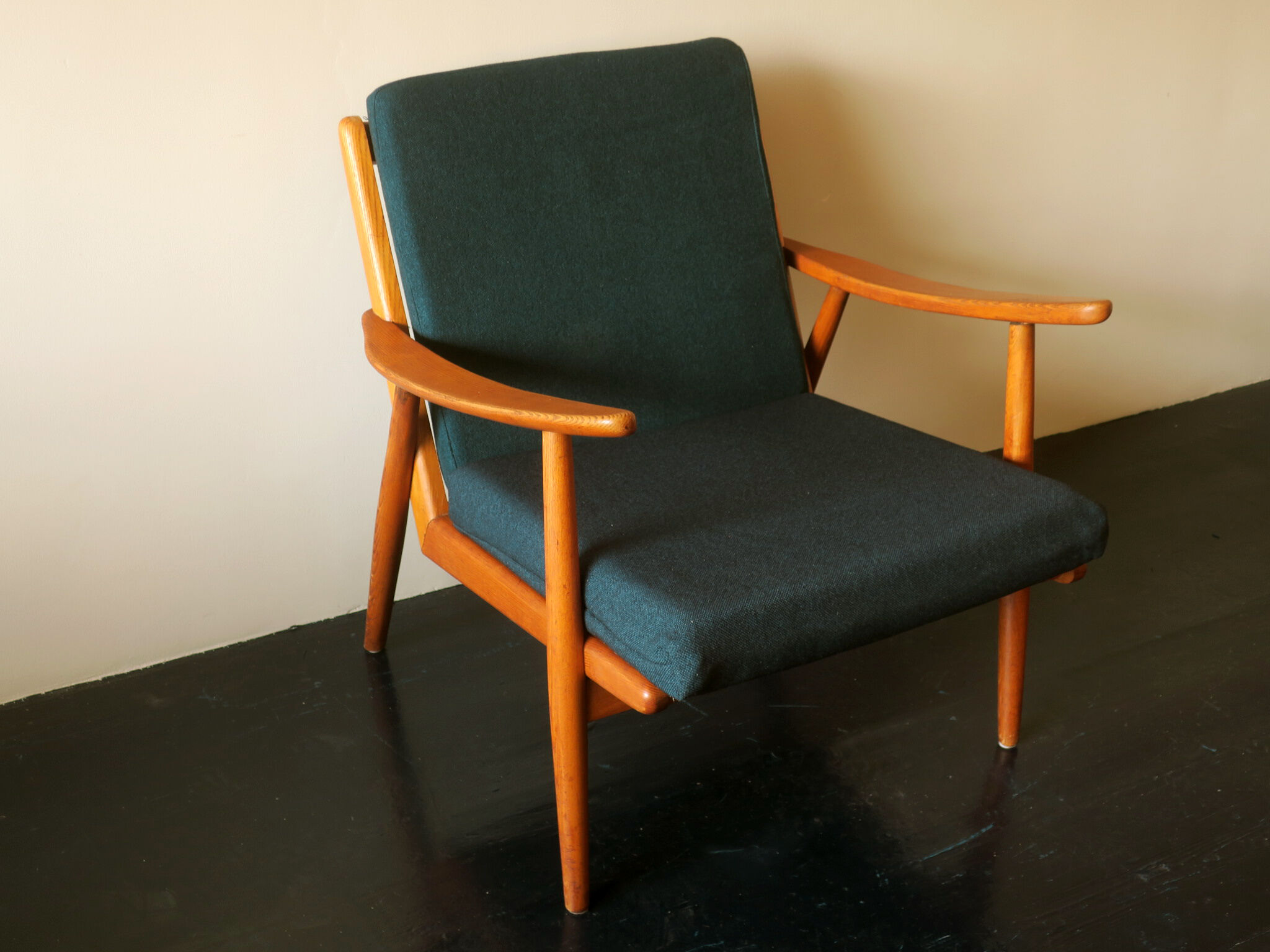 Scandinavian armchair with sea blue-green covers 1950s