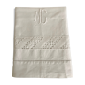 Old linen, sheet with lace and monogram MC