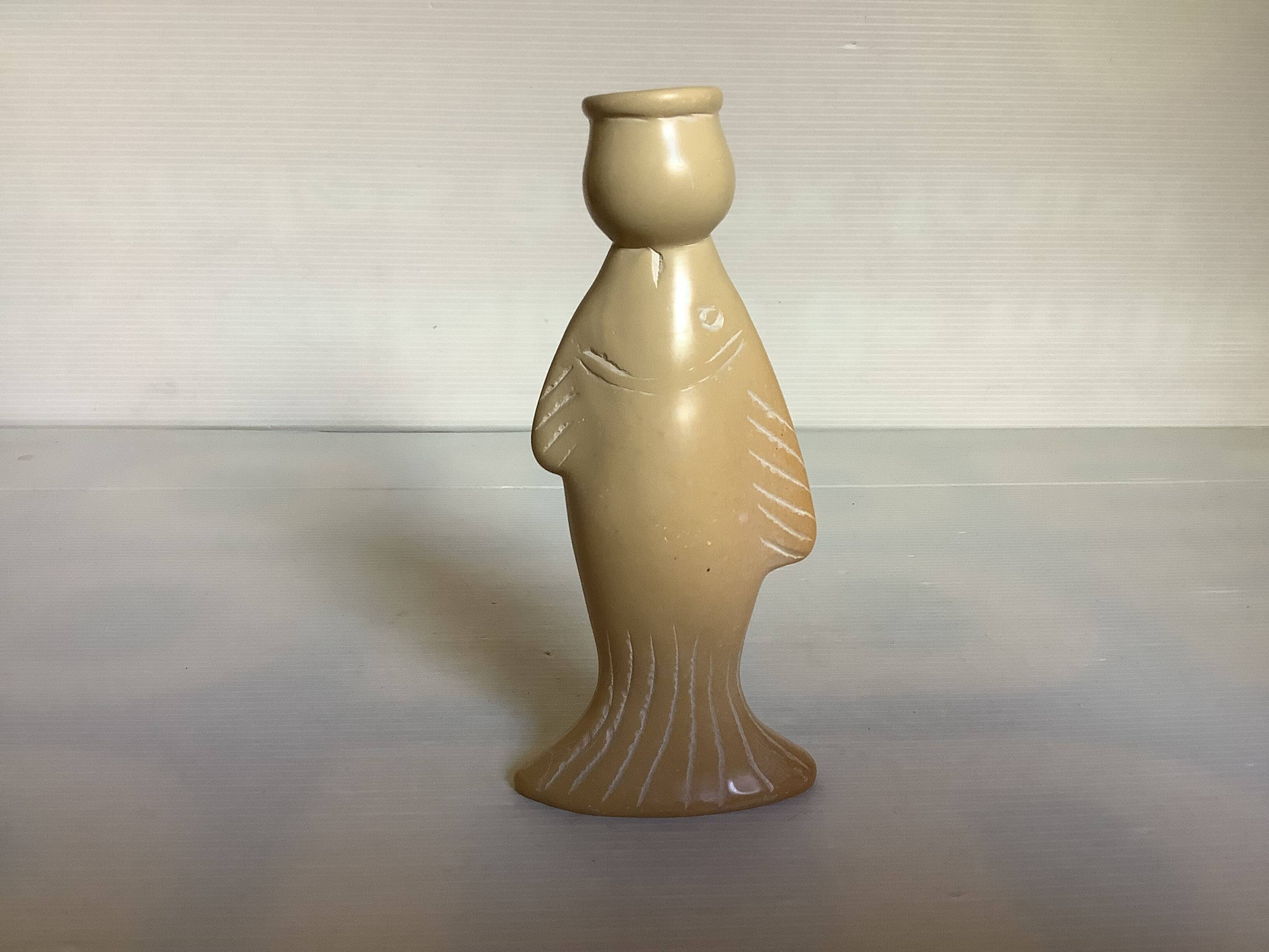 Soapstone fish candle holder