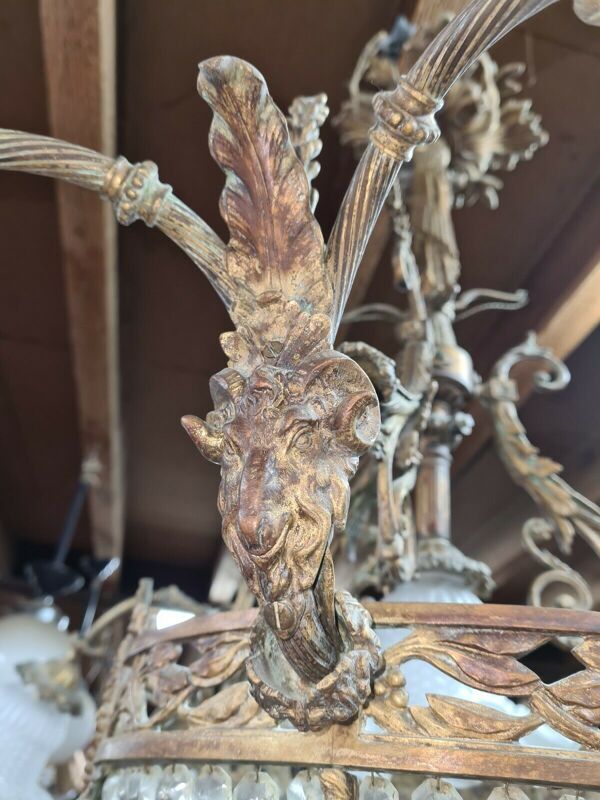 Lustre à pampilles en bronze