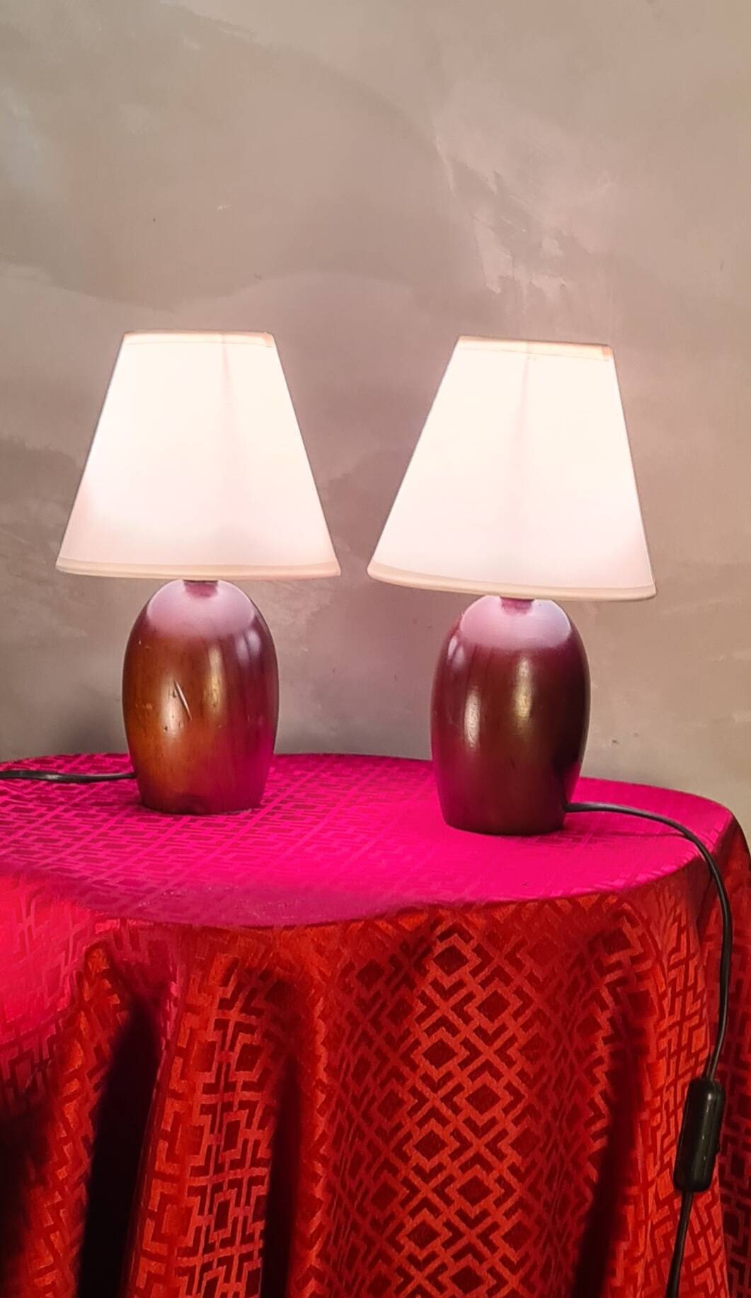 pair of small Scandinavian style bedside lamps 25x15