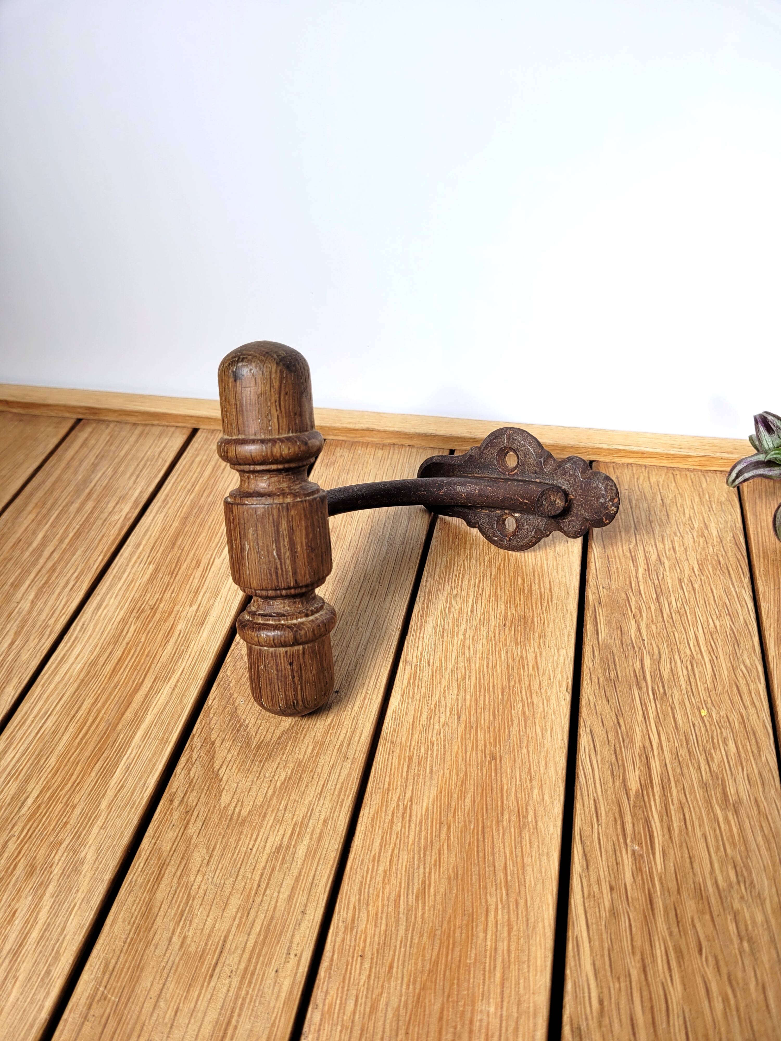 Old hook wrought iron wood