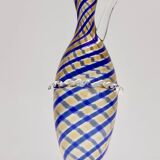 Murano Glass Pitcher Vase Ascribable to Toso with Blue and Yellow Canes