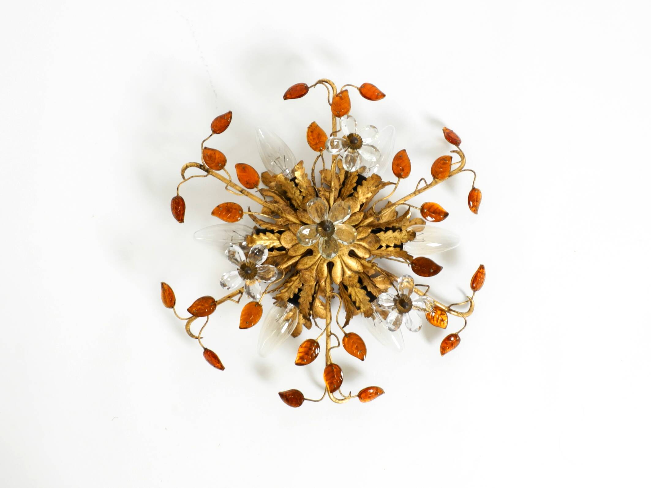 Very beautiful 1960s gold-plated ceiling or wall lamp by Banci Firenze, Ita