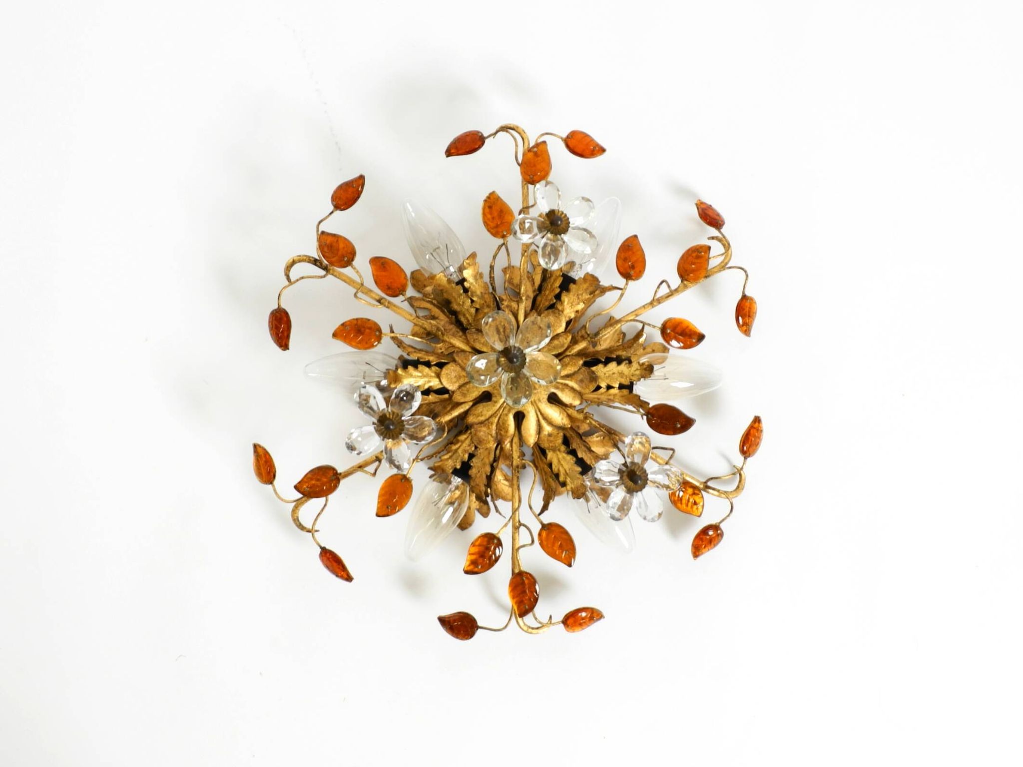 Very beautiful 1960s gold-plated ceiling or wall lamp by Banci Firenze, Ita