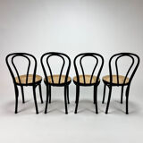Set of 4 Bentwood and Cane Cafe Dining Chairs, 1990s