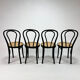 Set of 4 Bentwood and Cane Cafe Dining Chairs, 1990s