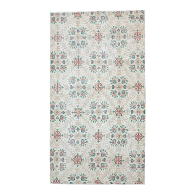 Vintage Turkish Oushak Handmade Wool Rug 111x202